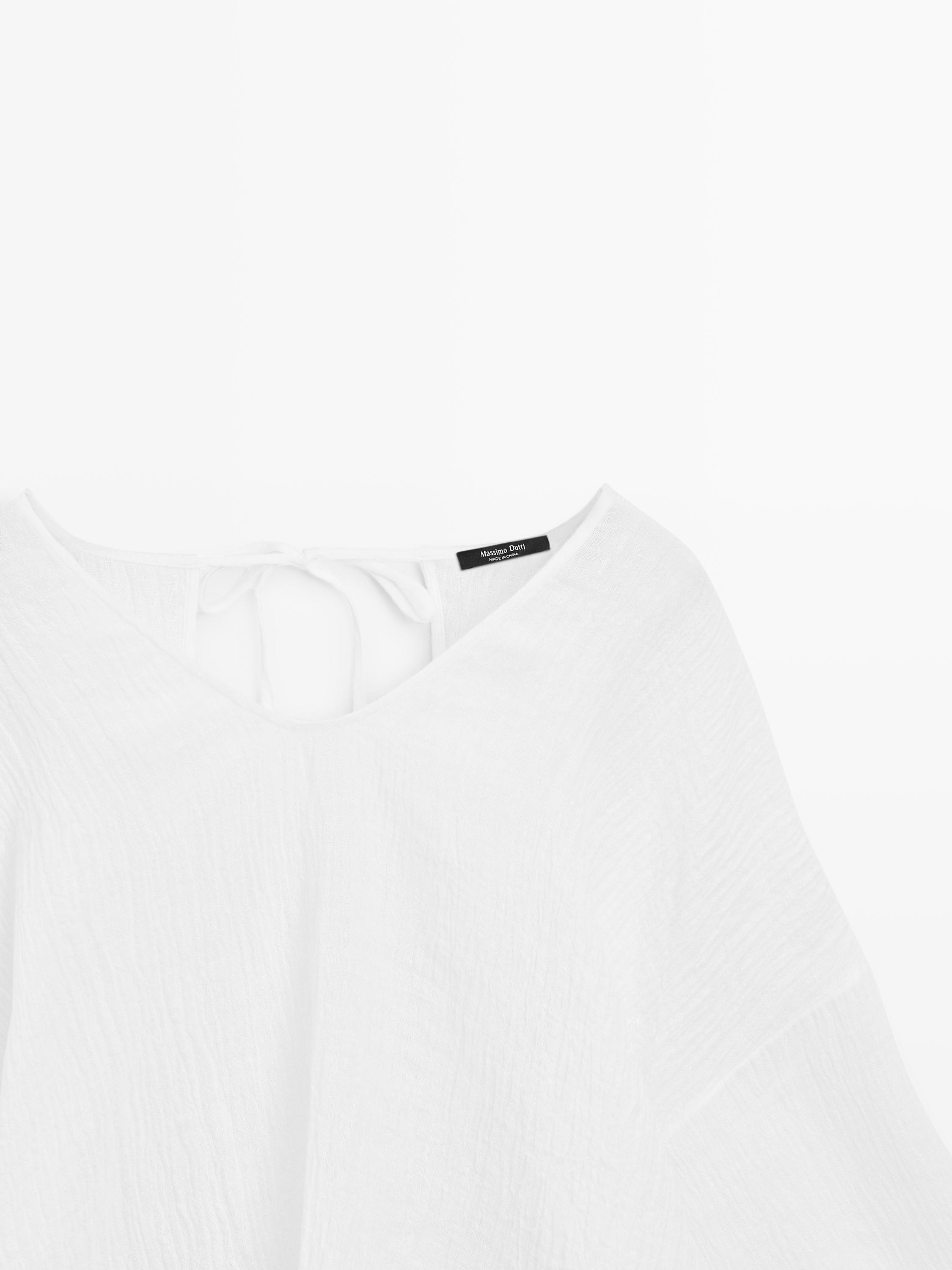 Blouse fluide gaufrée 100 % lin