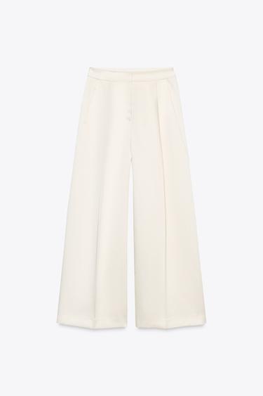 ШИРОКИЕ БРЮКИ ИЗ САТИНА — ЭКРЮ от Zara