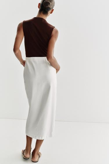 CONTRAST MIDI DRESS WITH HARDWARE - Brown / Ecru by Zara - Image 5