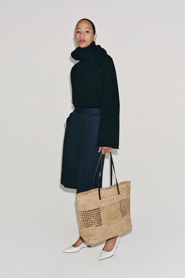 RAFFIA SHOPPER - Lichtbeige van Zara