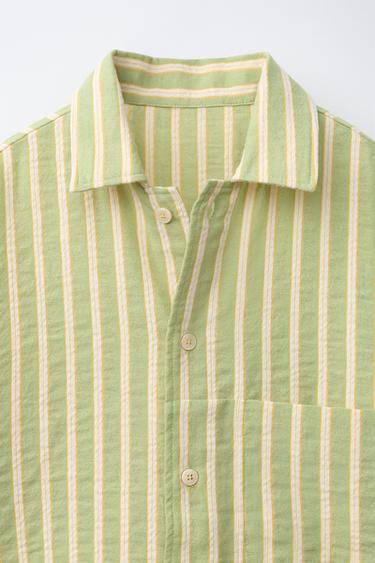 CHEMISE À RAYURES ET POCHE - vert délavé de Zara - Image 2
