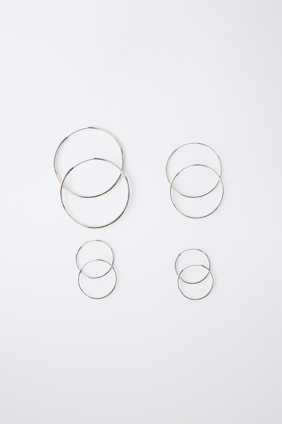 PACK OF FOUR HOOP EARRINGS - Silver by Zara - Image 0