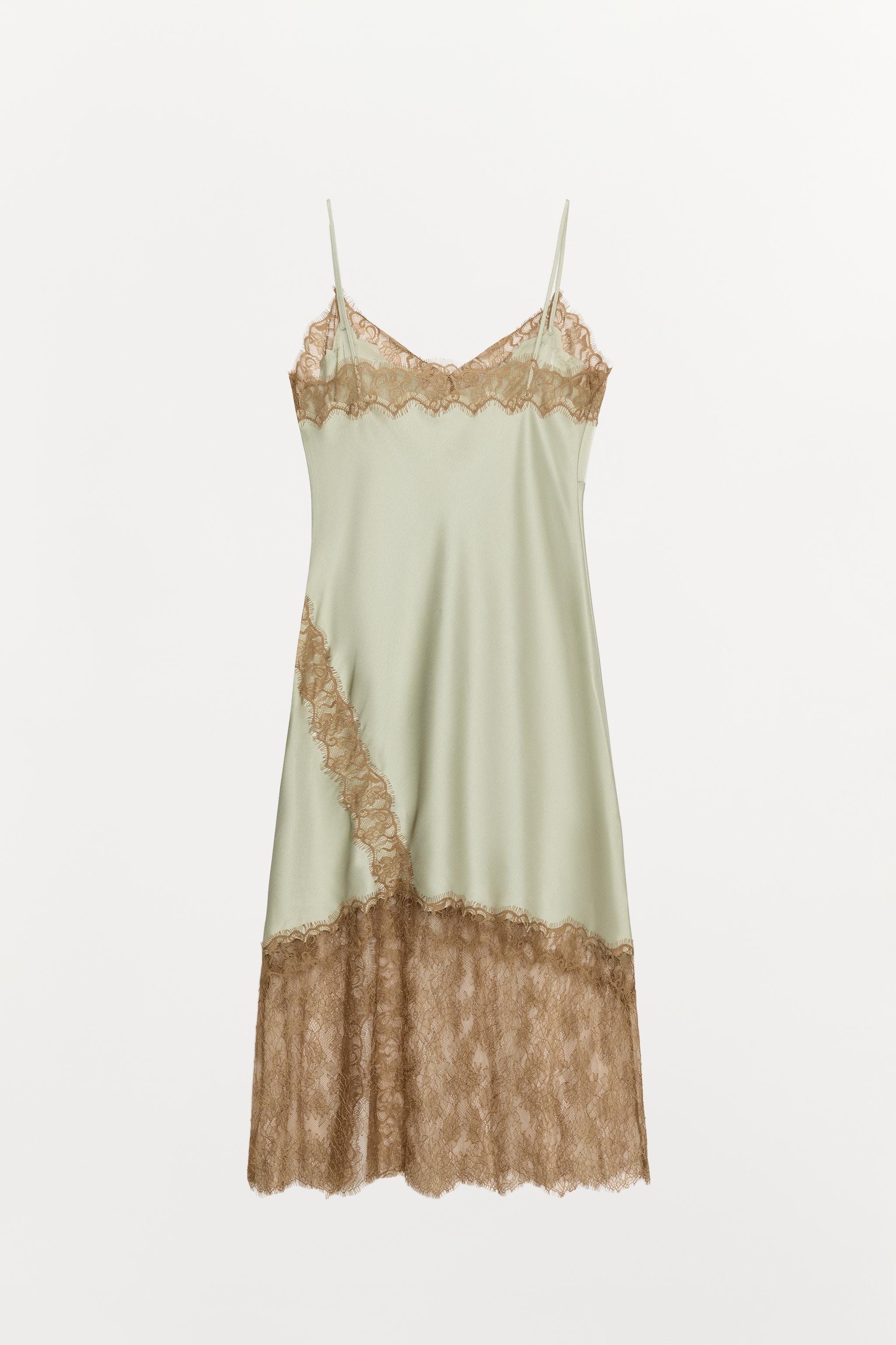 ZW COLLECTION LACE CAMISOLE DRESS - Sea green | ZARA United Kingdom