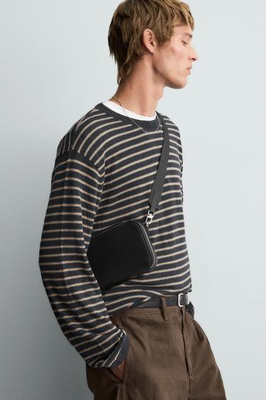 Zara LEATHER CROSSBODY BAG - Black - Image 0