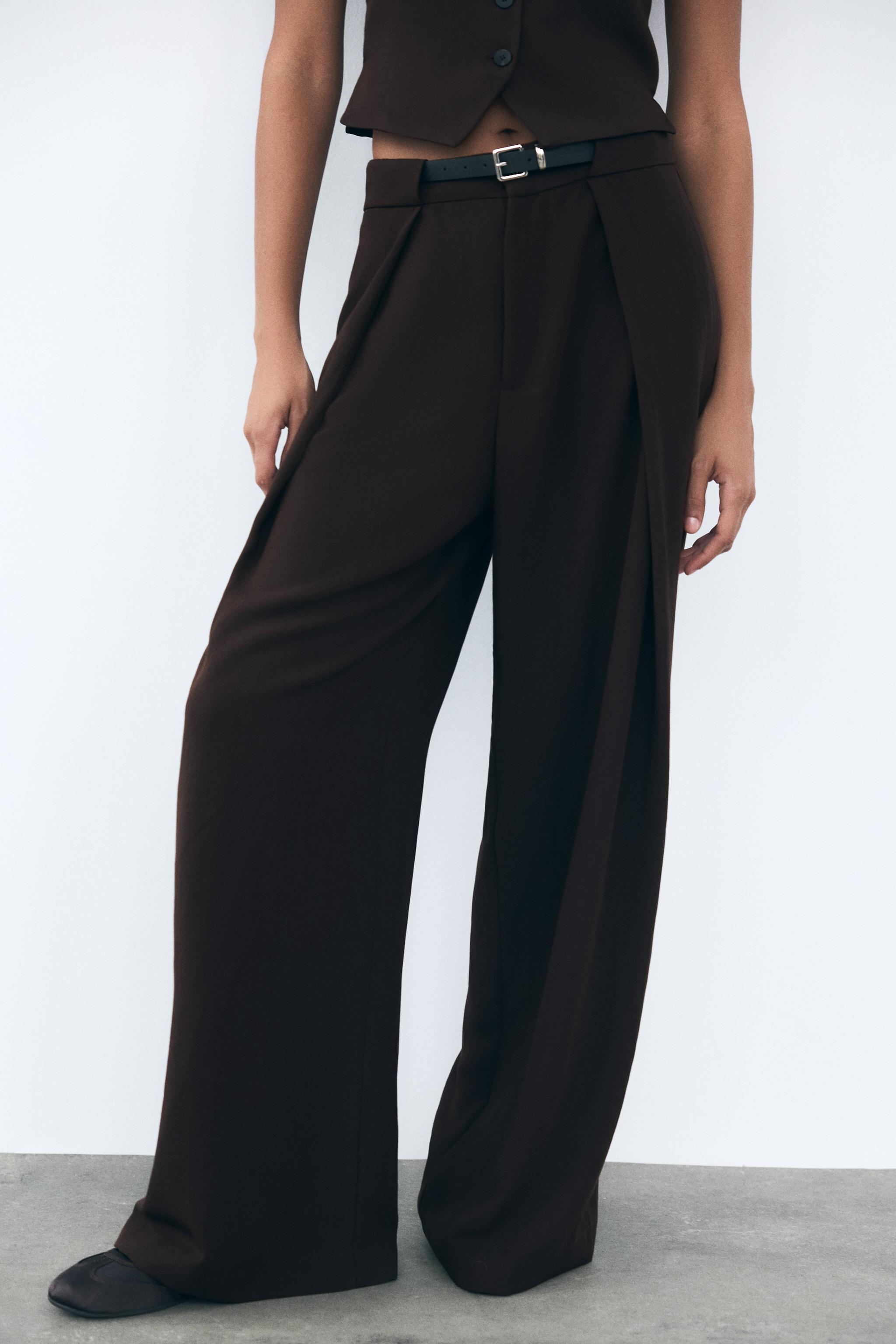 Black pleated trousers zara online