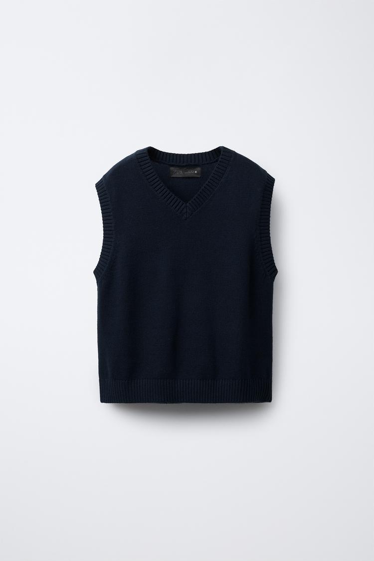 KNIT VEST Navy blue ZARA Georgia1