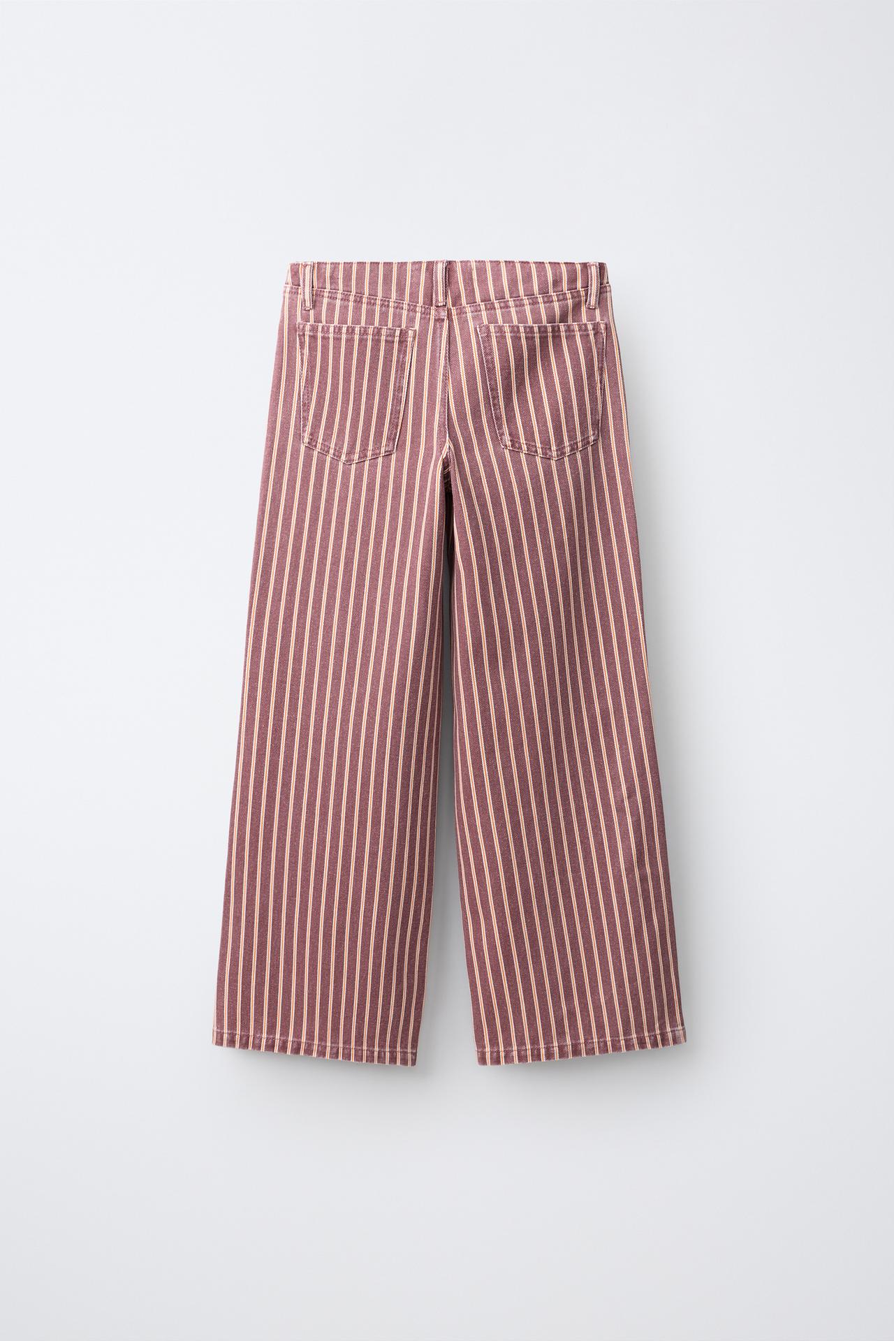 WIDE-LEG BELT LOOP JEANS — Red Stripe