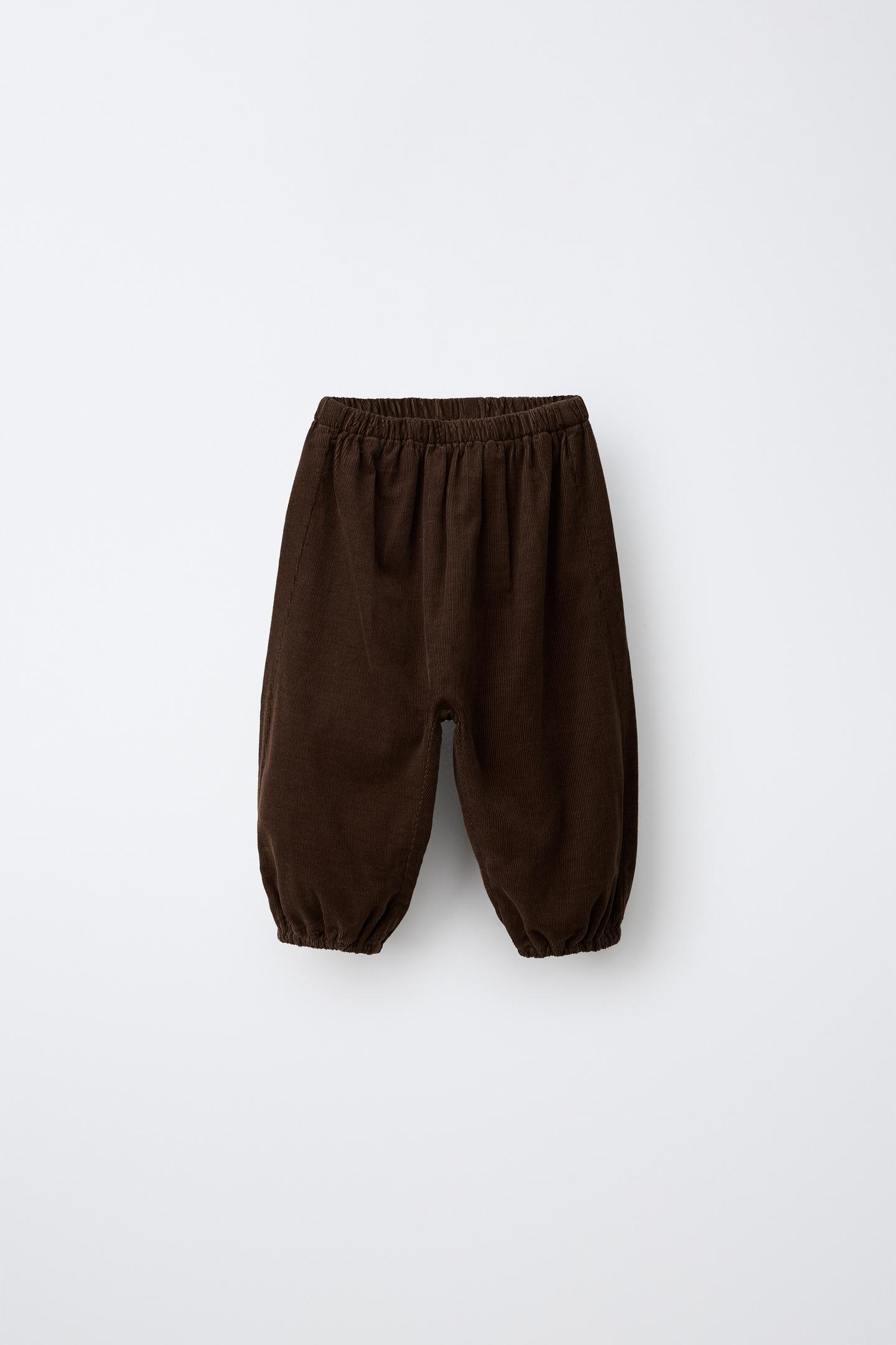 Детские брюки Zara Micro-Corduroy Jogger, цвет: Коричневый — фото 1
