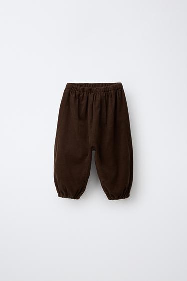 MICRO-CORDUROY JOGGER PANTS — Brown 1