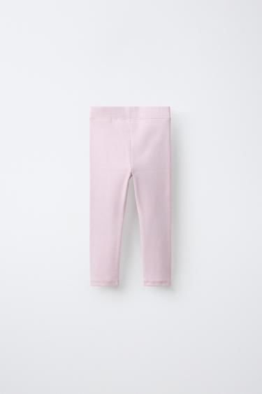 LABEL DETAIL RIBBED LEGGINGS — Pastel pink 2