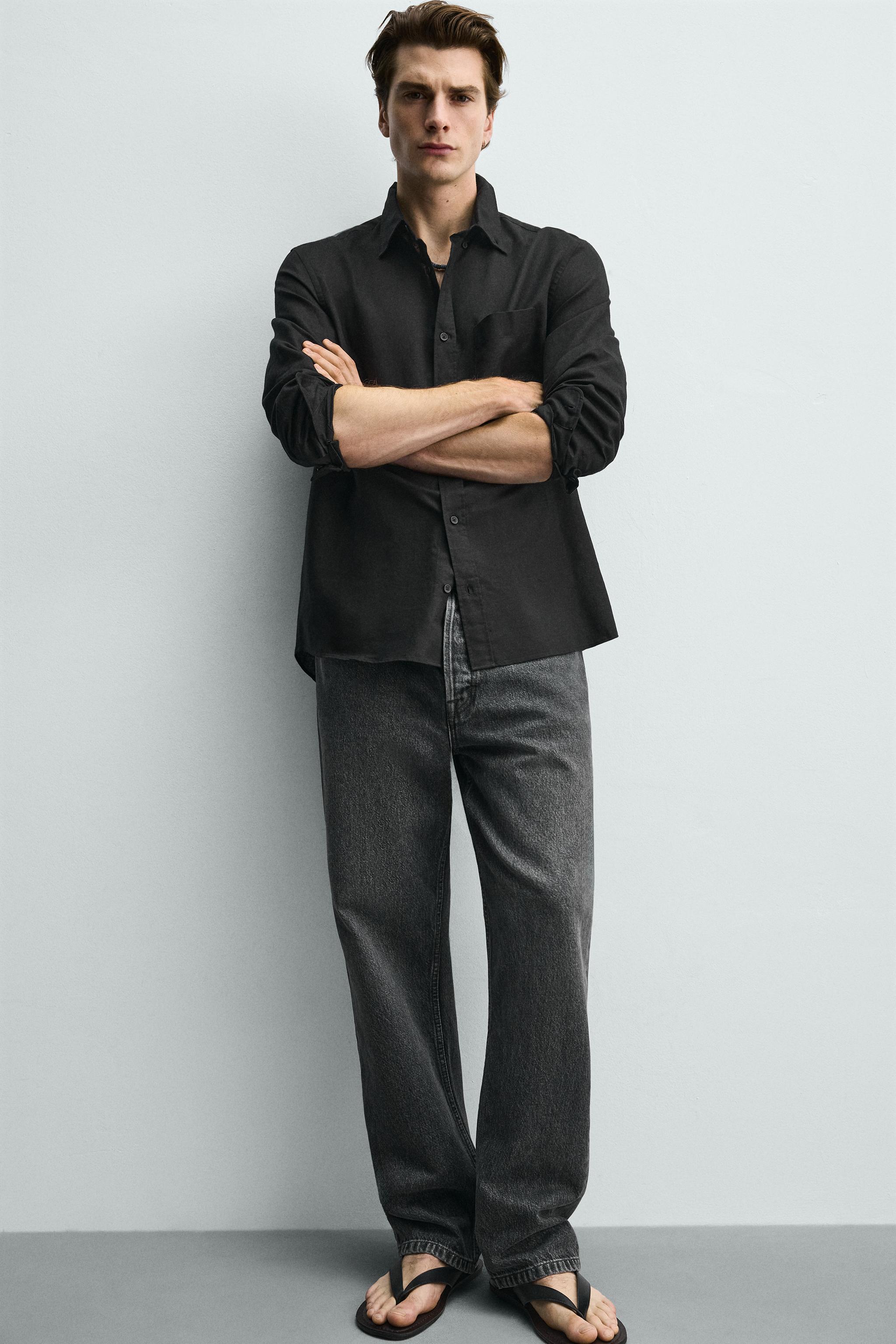 REGULAR FIT LINEN - COTTON SHIRT