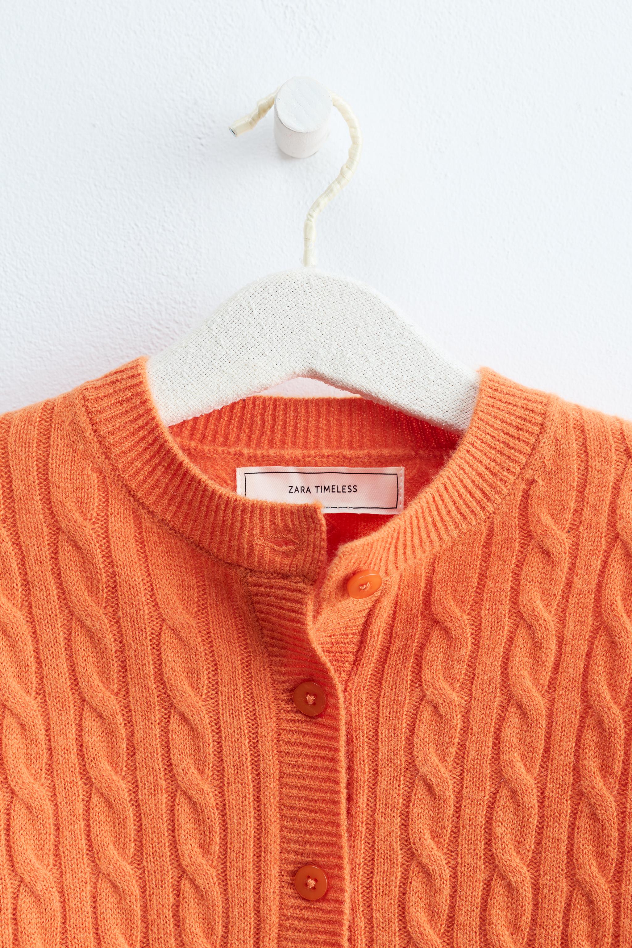 ZARA TIMELESS - 100% WOOL CABLE-KNIT CARDIGAN