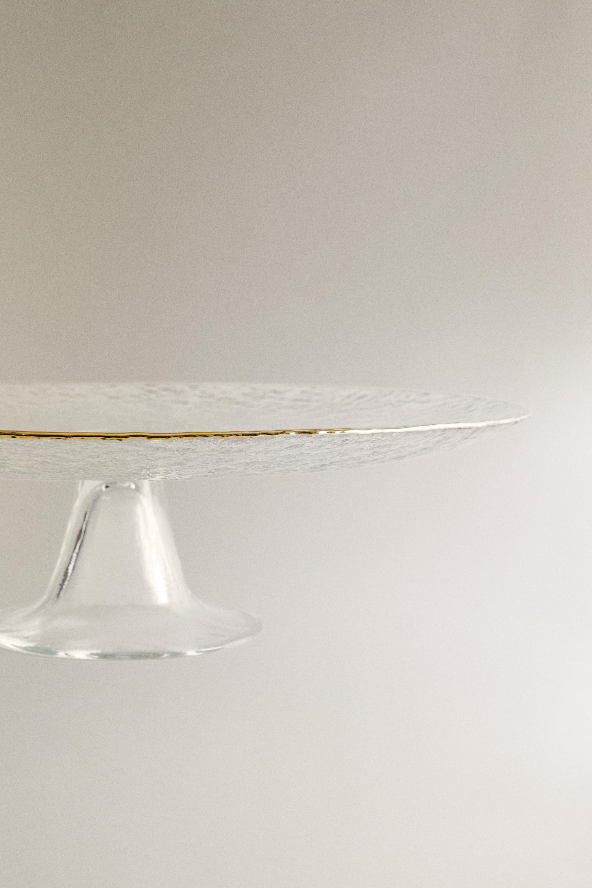 PLAT EN VERRE RELIEF FILET DORÉ