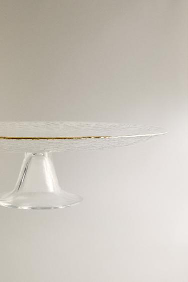 RAISED GLASS SERVING DISH WITH GOLD RIM - Transparent by Zara - Image 3