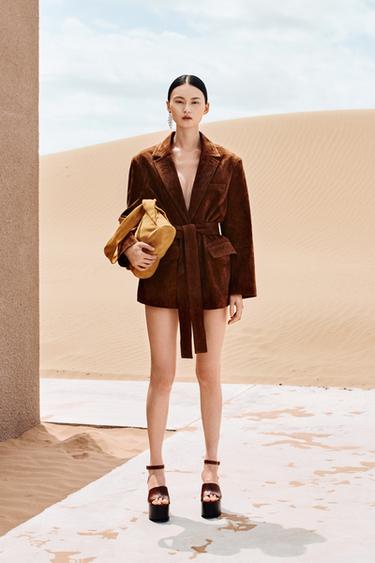 SUEDE LEATHER CROSSBODY BAG - Mustard Yellow by Zara