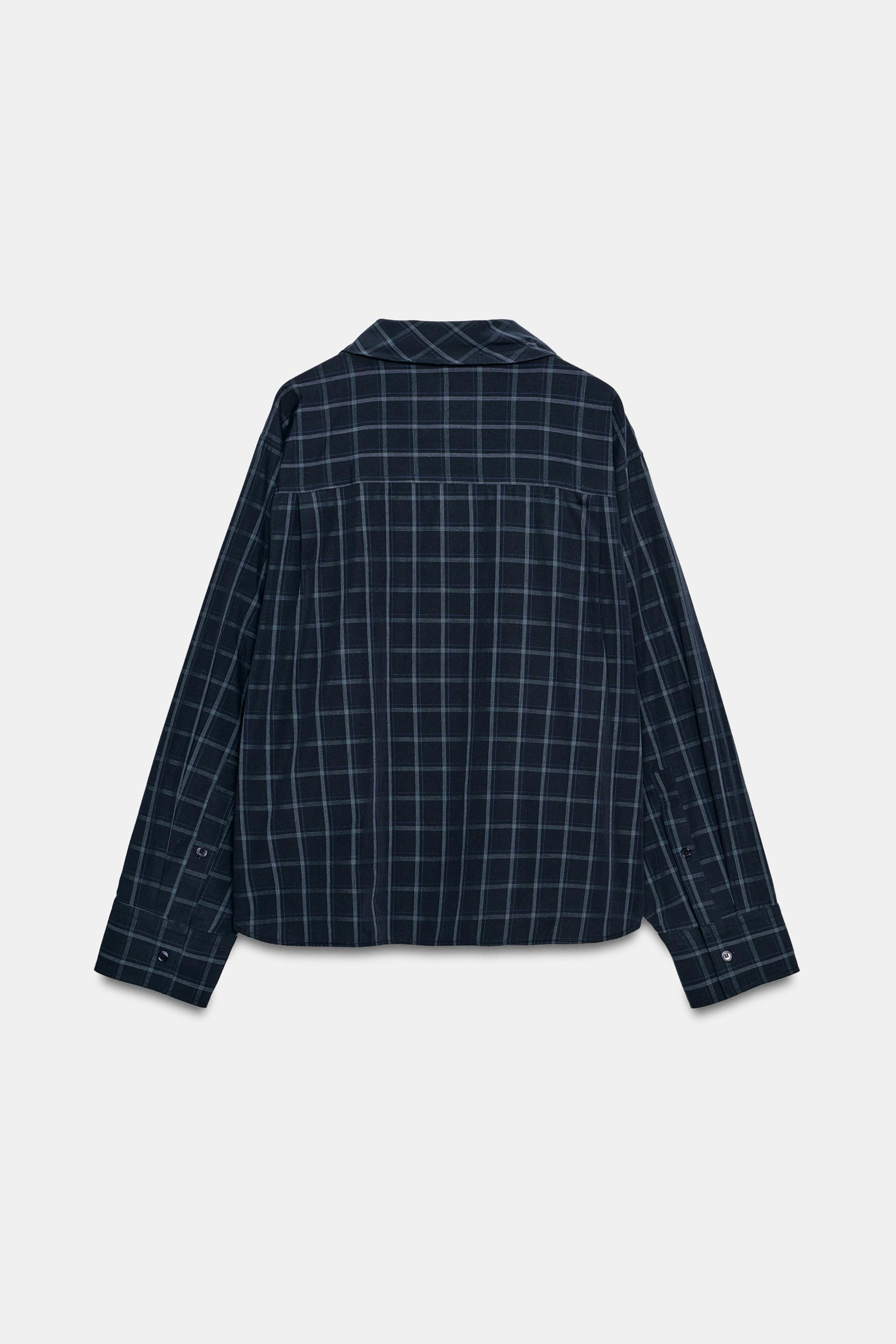 CHECK SHIRT WITH POCKET SQUARE - Blue / Navy | ZARA South Africa
