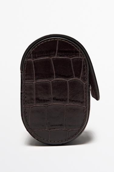 Croc nappa leather watch case — Brown 2