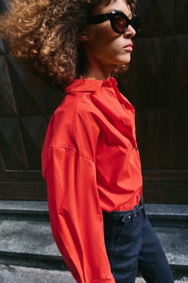 CHEMISE OVERSIZE EN POPELINE - Rouge de Zara - Image 6