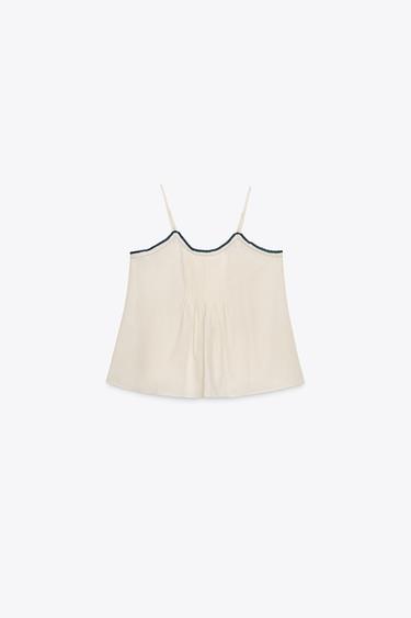 ZW COLLECTION TOP WITH CONTRAST TRIMS - Ecru by Zara - Image 5