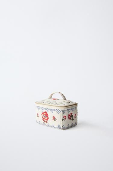 EMBROIDERED TOILETRY BAG - Ecru White by Zara - Image 1