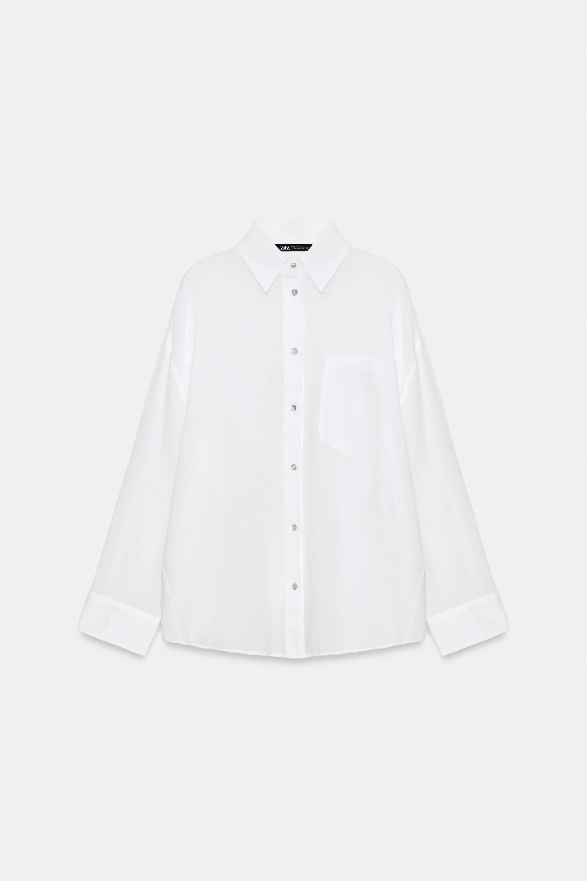 Zara OVERSIZE MÜSLİN CEPLİ GÖMLEK görsel 6