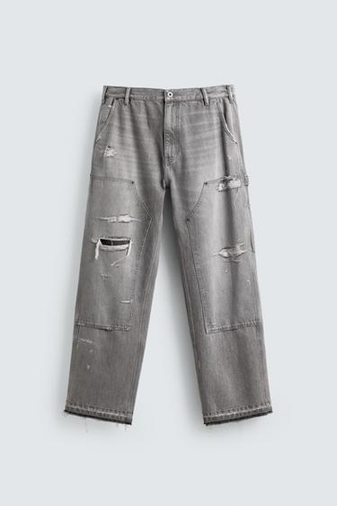 Zara RELAXED FIT CARPENTER JEANS - Charcoal