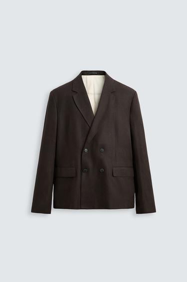 100% LINEN SUIT BLAZER - Brown by Zara