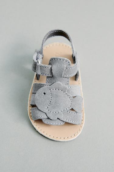 LEATHER FISH SANDALS - Blue by Zara