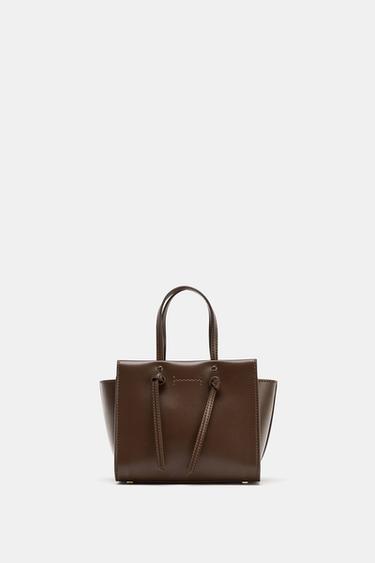 KNOTTED MINI CITY BAG - Chocolate by Zara