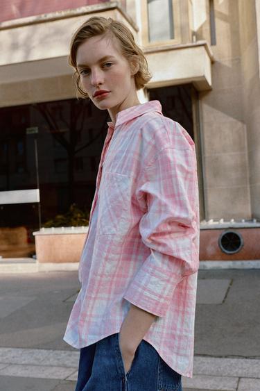 CAMICIA OVERSIZE A QUADRI - Rosa di Zara