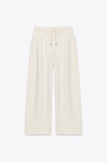 RUSTIC WIDE-LEG TROUSERS - Ecru by Zara