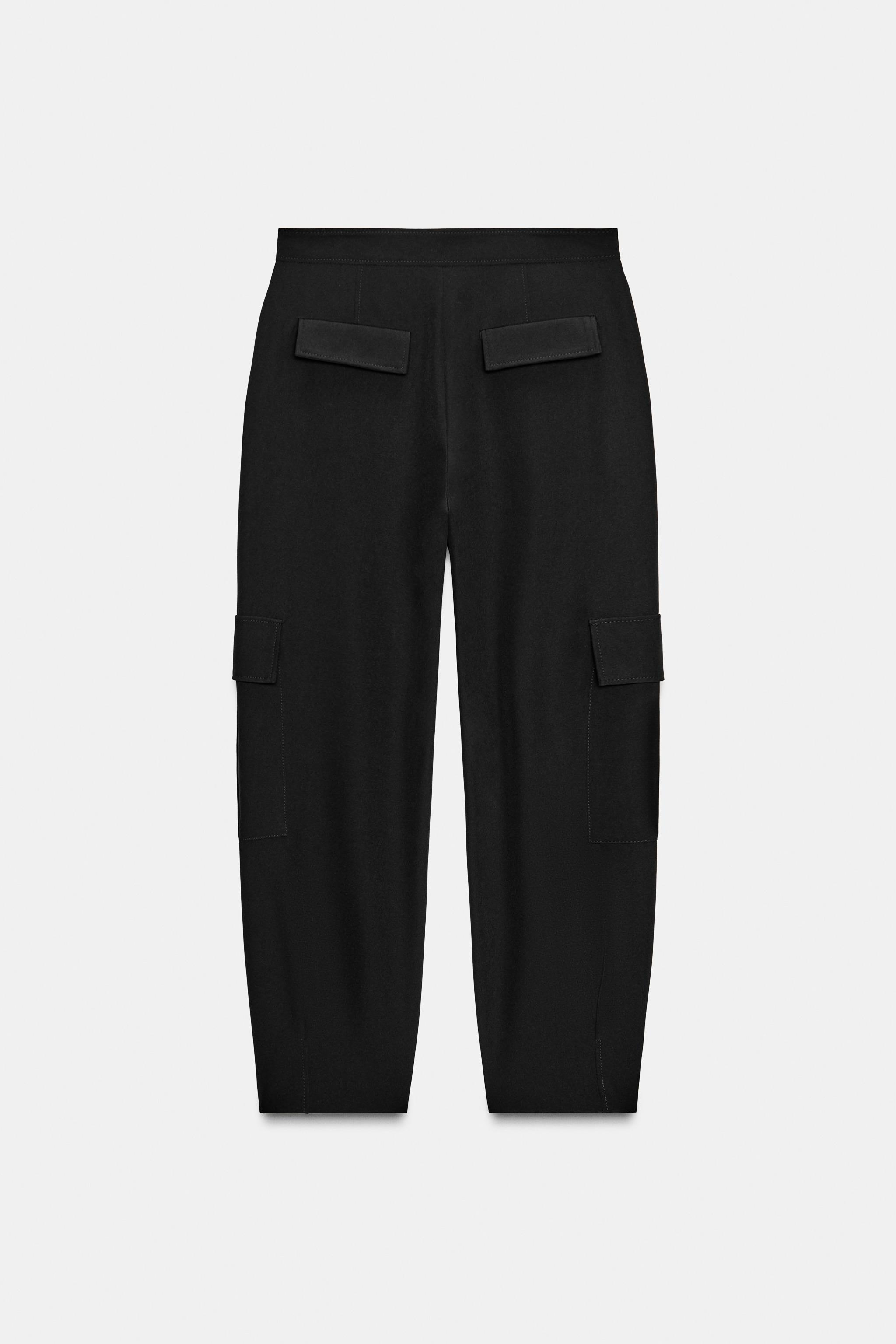 TAPERED CARGO POCKET PANTS - Black | ZARA United States