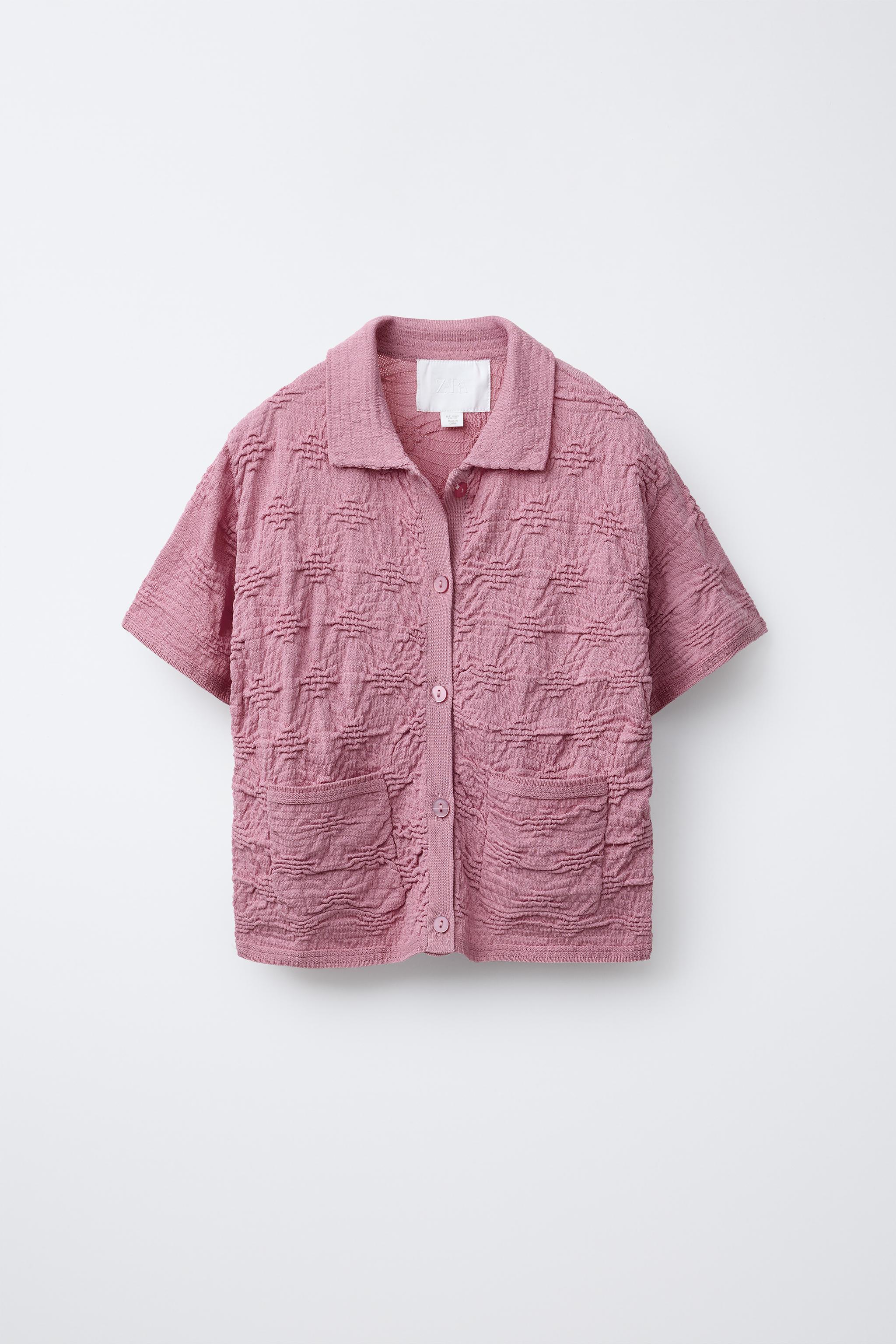 テクスチャー入りニットカーディガン - パウダーピンク | ZARA