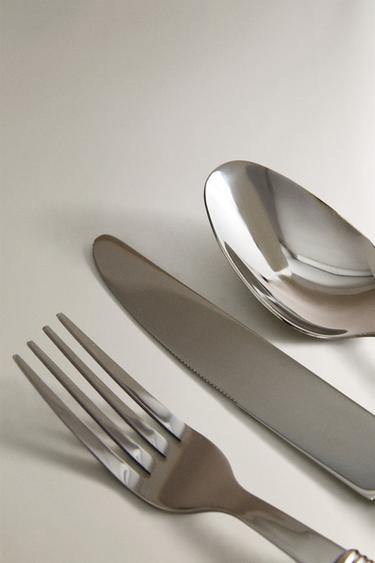 4-PIECE CUTLERY SET WITH STRIPED HANDLE - Red by Zara - Image 2