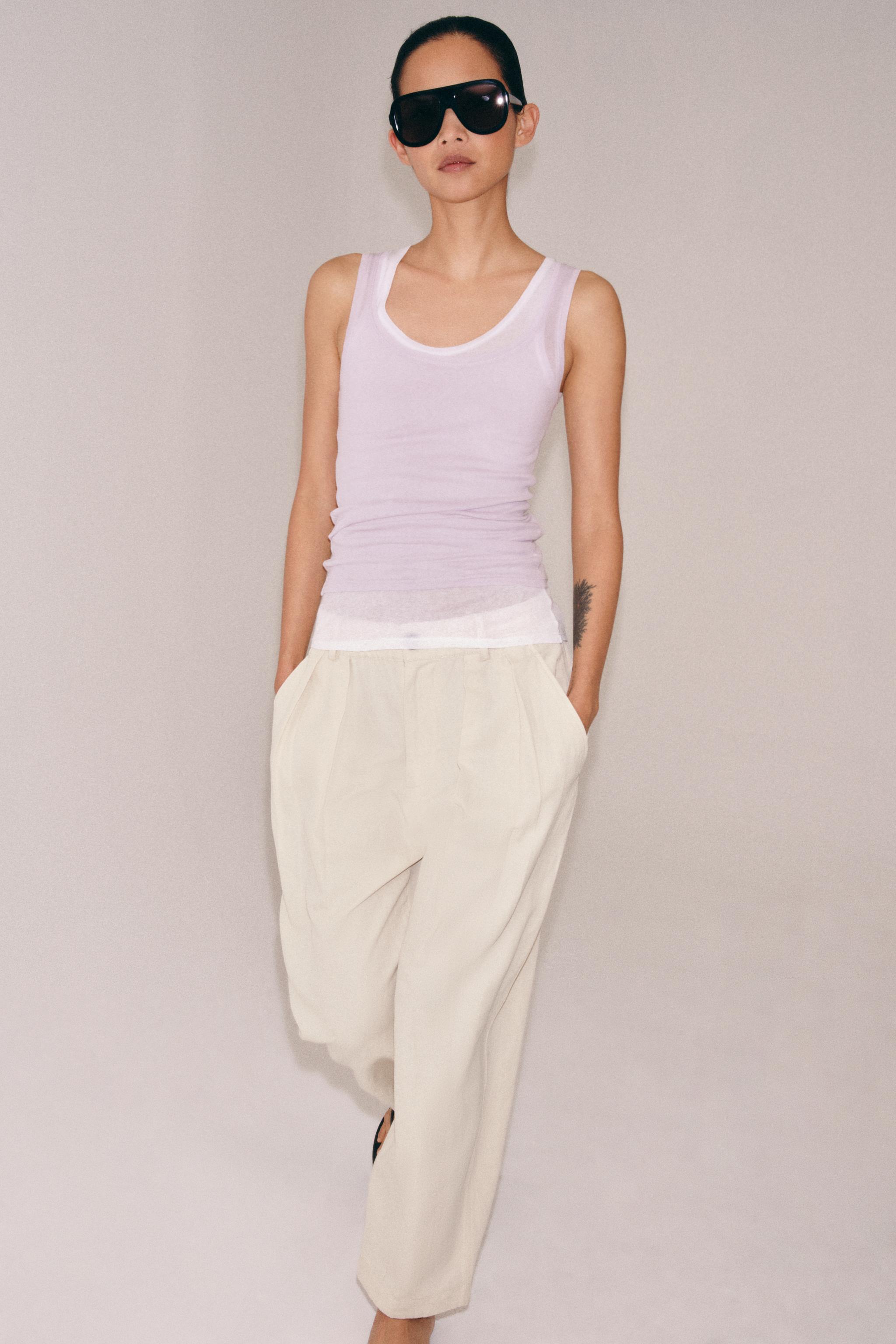 COTTON SLEEVELESS TOP — Lilac