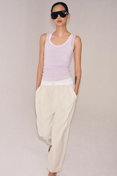 ТОП ИЗ ХЛОПКА БЕЗ РУКАВОВ — СИРЕНЕВЫЙ от Zara