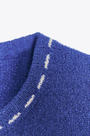 TOP WITH TOPSTITCHING - Bluish by Zara - Image 6