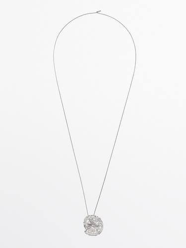 Zara Necklace with lace piece pendant - Silver