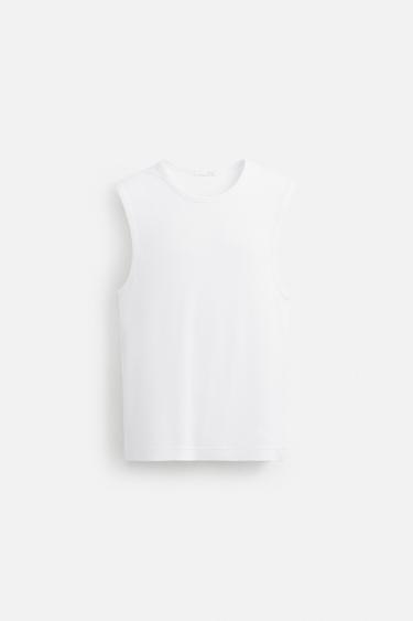 Zaras TANK TOPP RIBB - Vit