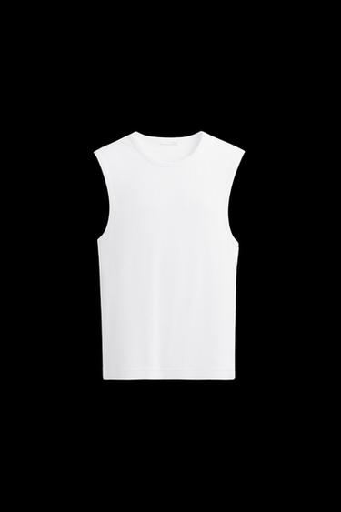 Zara RIBBED TANK TOP - White - Image 0