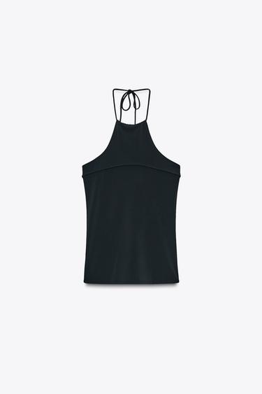 TOP HALTER CRÊPE - Noir de Zara - Image 4