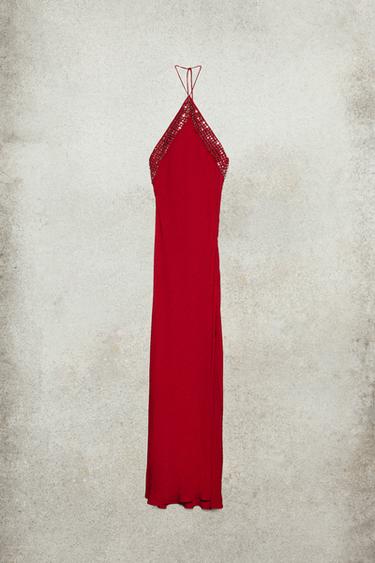 스터드 장식 새틴 원피스 LUDOVIC DE SAINT SERNIN x ZARA - Zara 레드