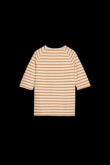 CAMISETA RAYAS - blanco-naranja de Zara