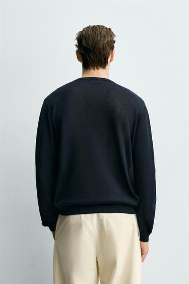 TEXTURED HENLEY JUMPER - Dark navy by Zara - Image 2
