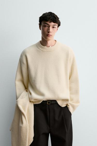 RELAXED FIT TEXTURED JUMPER - Ecru by Zara