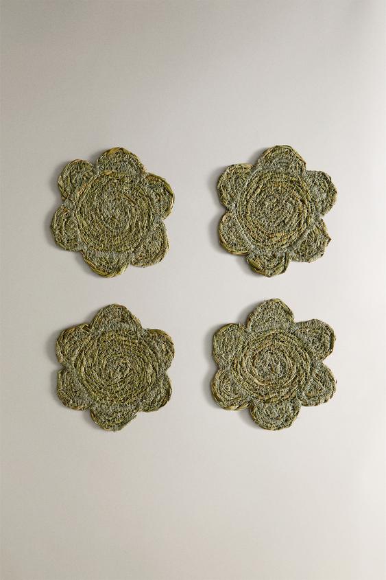 Lot De 5 Dessous De Plat Ronds Gris - Coton Résistant à La Chaleur - Absorbants Et Antidérapants