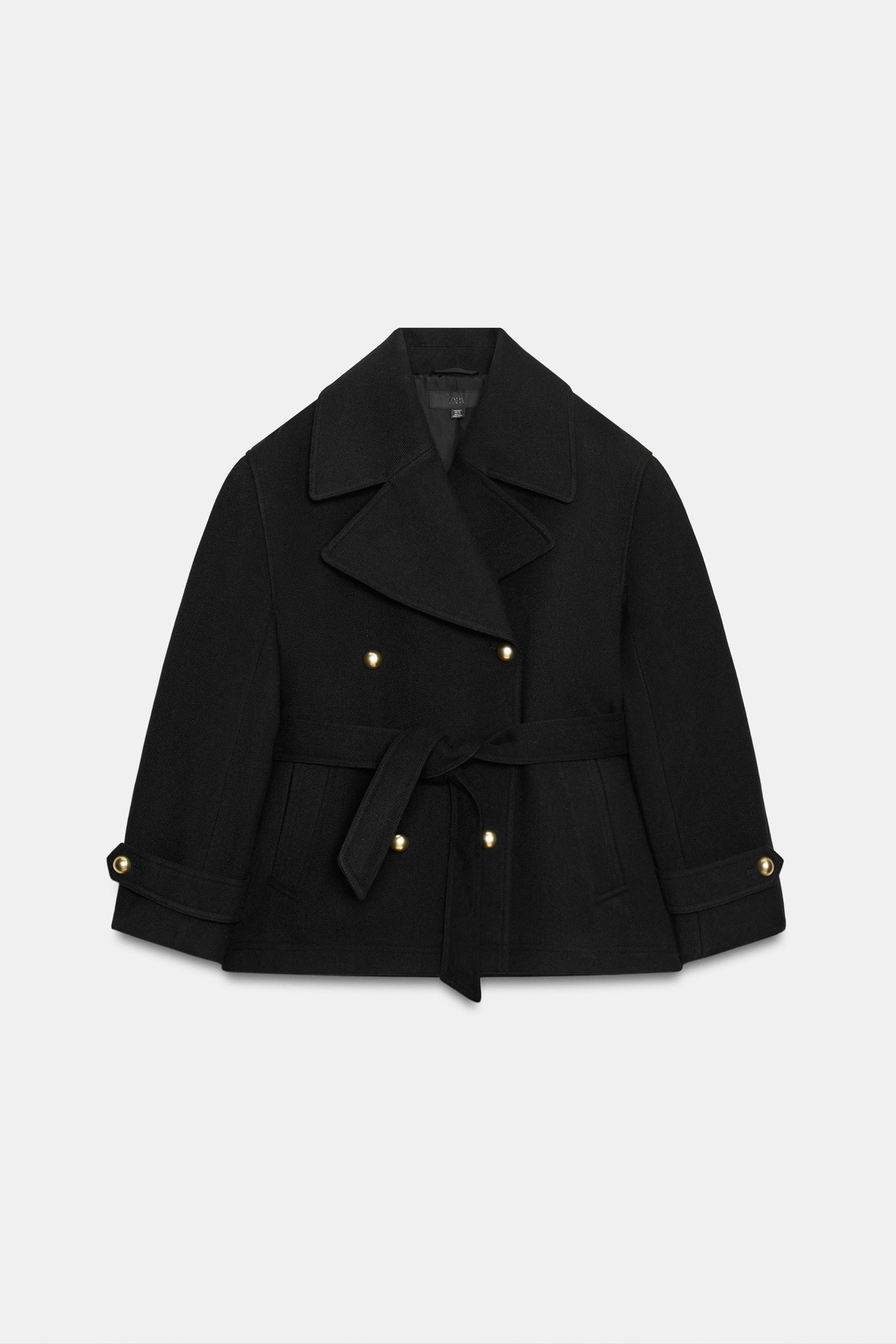 ダブルブレスト ベルト付きコート - ブラック | ZARA Japan / 日本