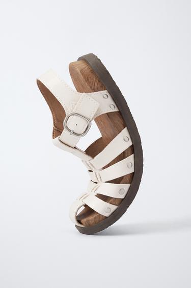 STUDDED CAGE SANDALS - White by Zara - Image 1