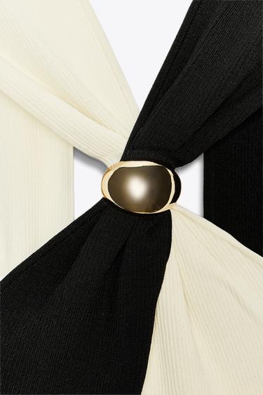 TOP HALTER EN MAILLE AVEC FOURNITURES - Noir / Blanc de Zara - Image 6