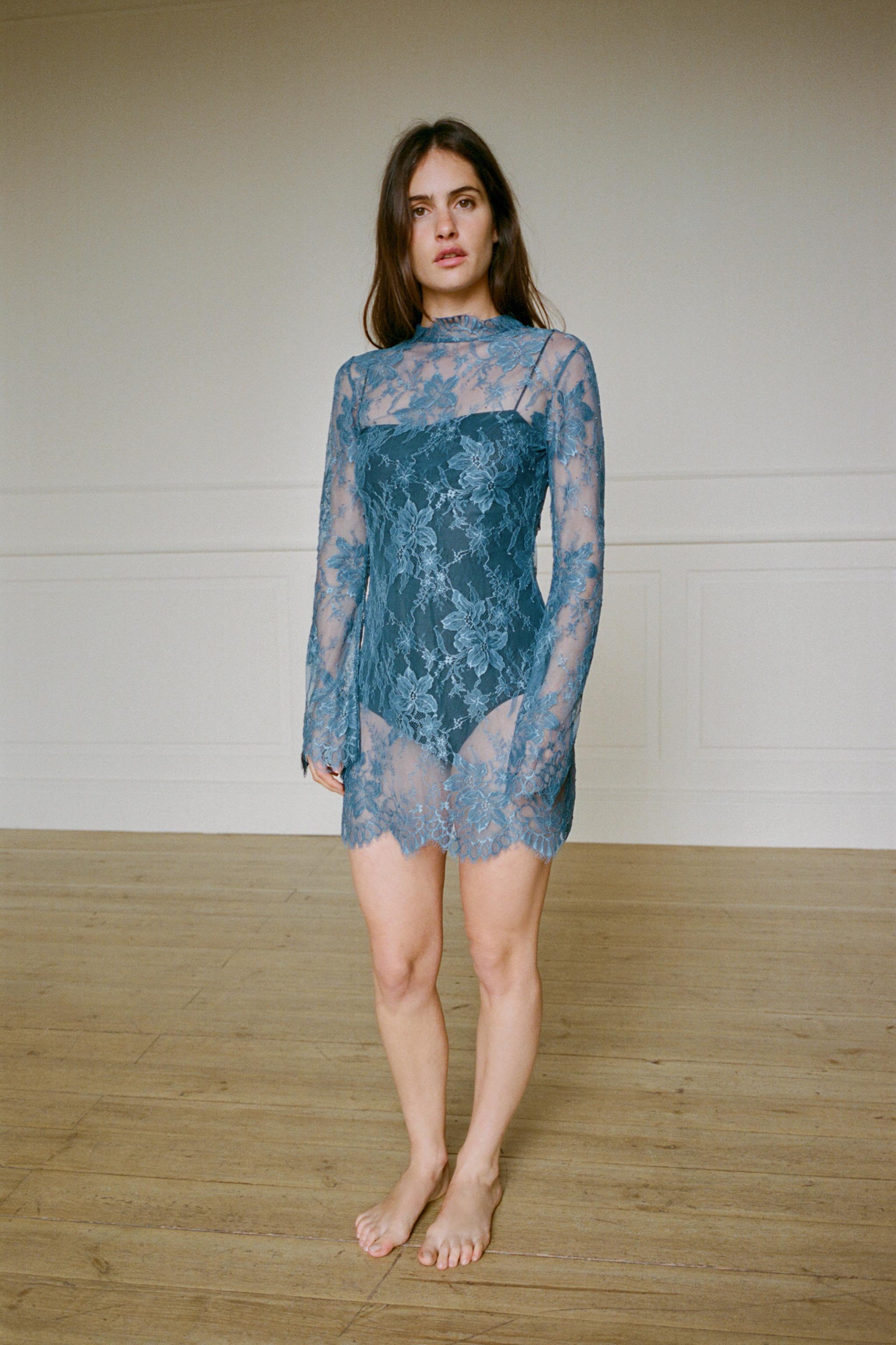 LACE MINI DRESS - Blue | ZARA Canada